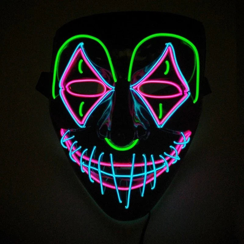 Halloween LED Glowing Mask in pink and green with EL cold light technology