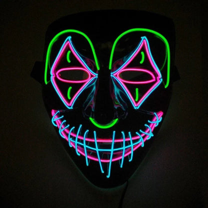 Halloween LED Glowing Mask in pink and green with EL cold light technology