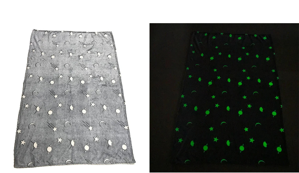 Glowing stars and moons polyester wool blanket for nighttime comfort