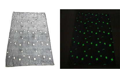 Glowing stars and moons polyester wool blanket for nighttime comfort