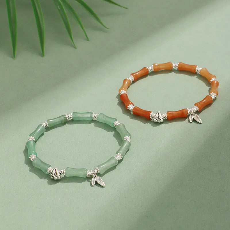 Women's green aventurine huang dongling olivine white jade stone bracelet with electroplated metal