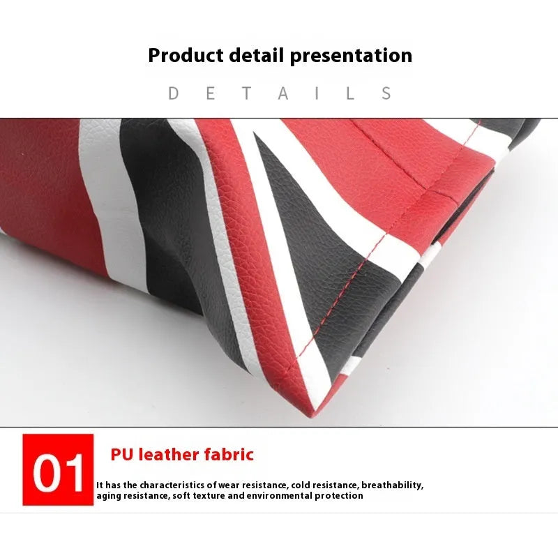 Mini car tissue box British Union Flag design leather tissue bag 18cm by 27cm black and white plaid