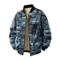 Men's fleece-lined thickened casual camouflage jacket in army green, loose fit, polyester blend