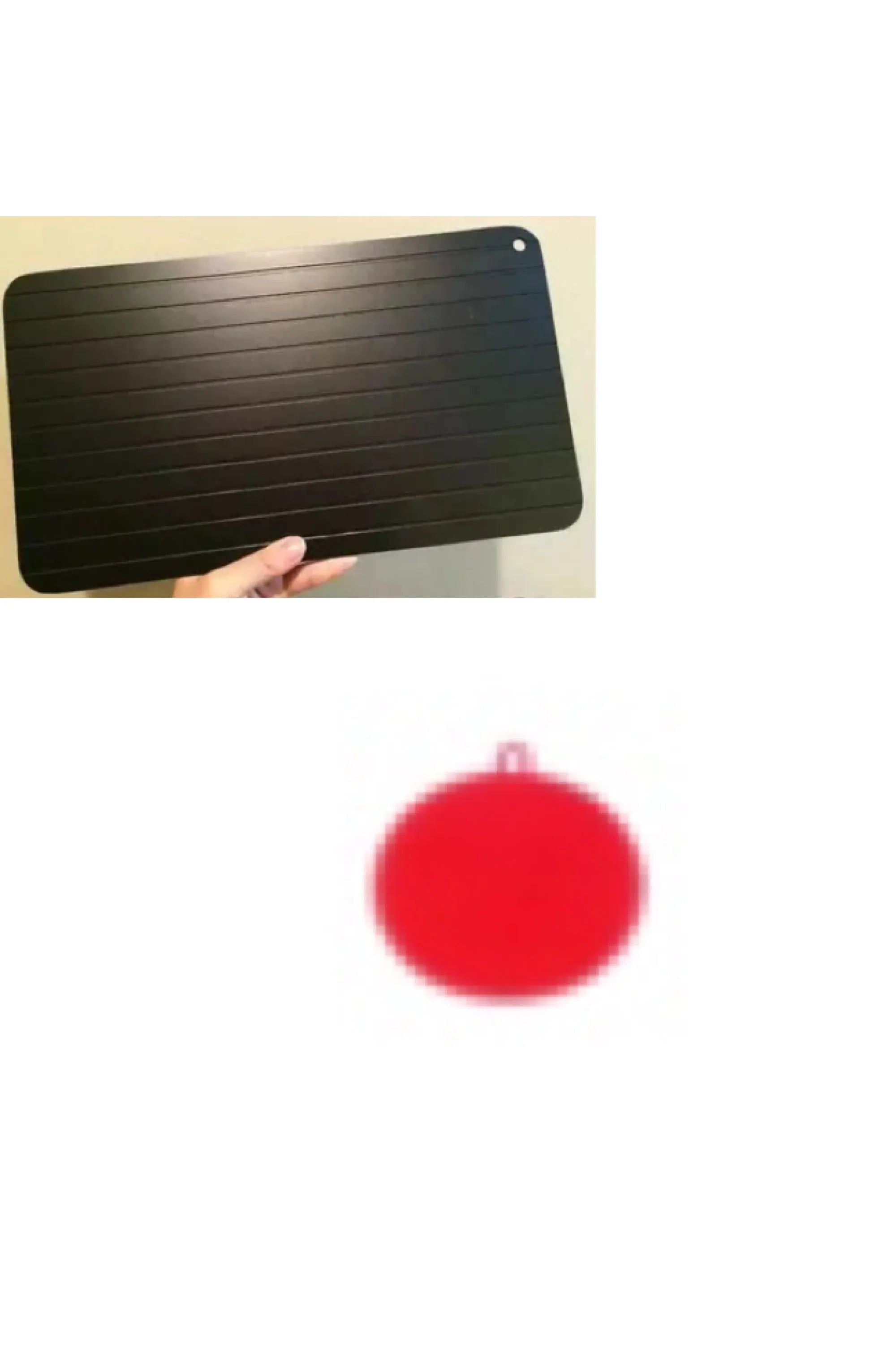 Black aluminium kitchen defrosting tray for thawing frozen food without electricity