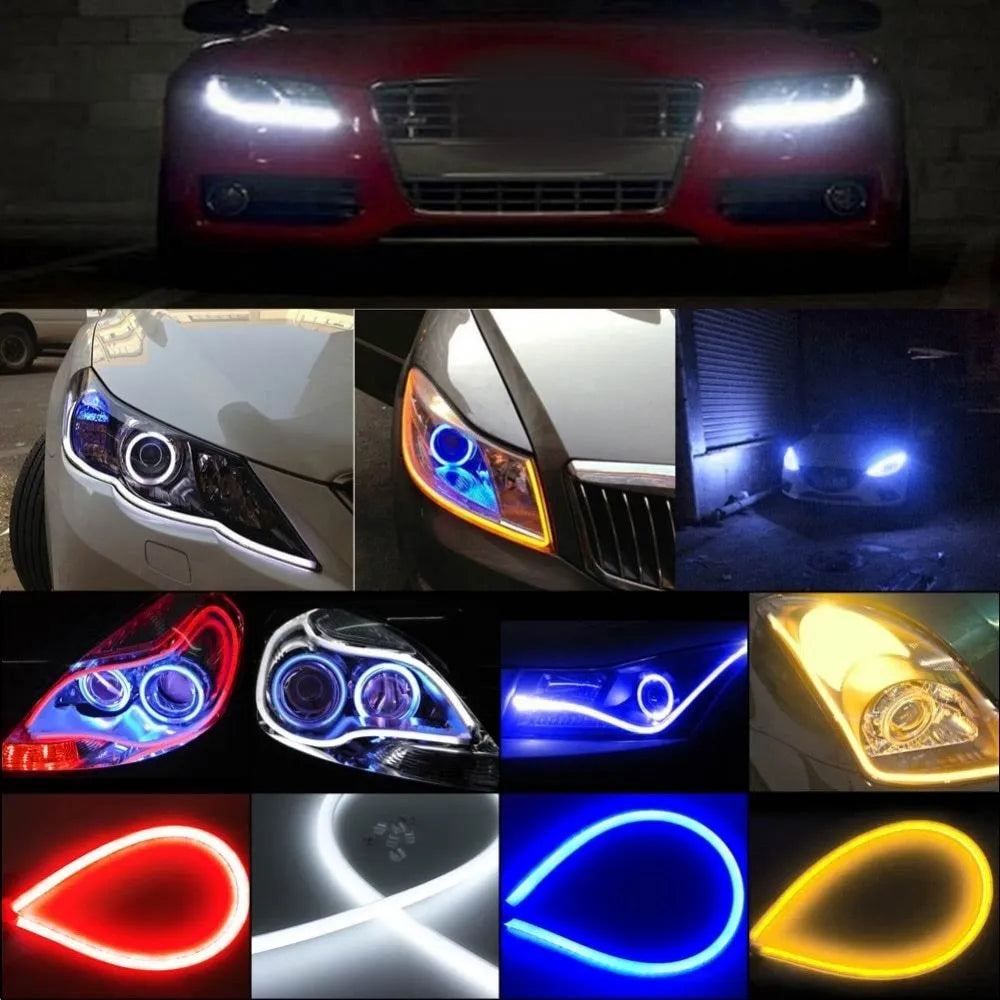 2Pcs flexible car soft tube LED strip light angel eye DRL daytime running headlight lamp 45cm 60cm