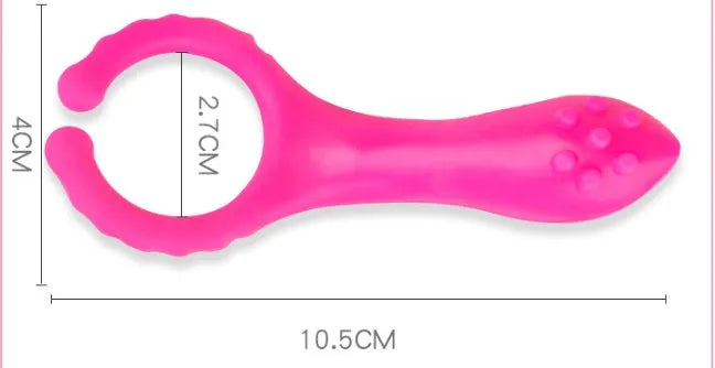 Seismic Clip silicone vibration clip in rose red, 103mm length, with 26mm caliber on a plain background