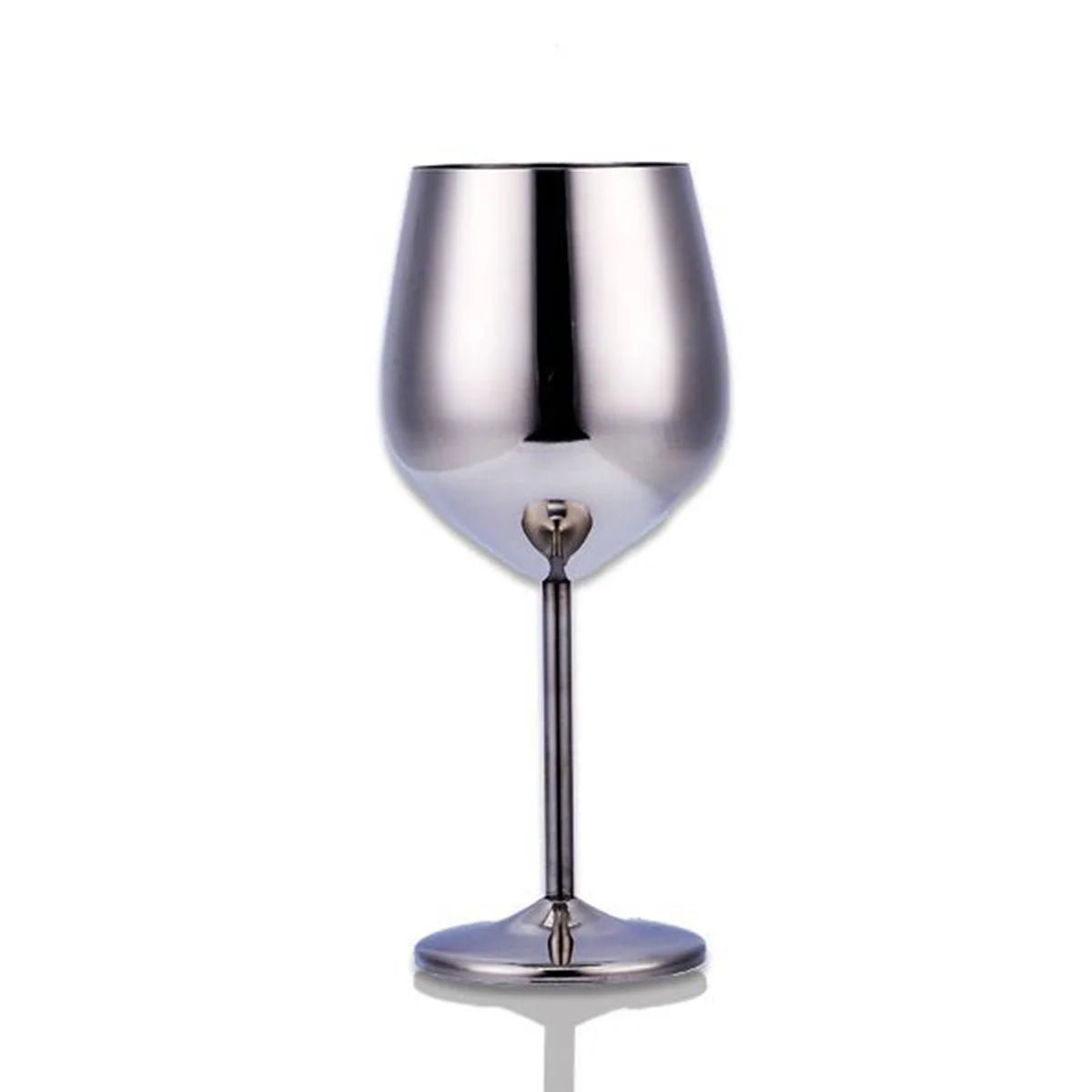 Stainless steel wine glass with golden finish and 520ml capacity