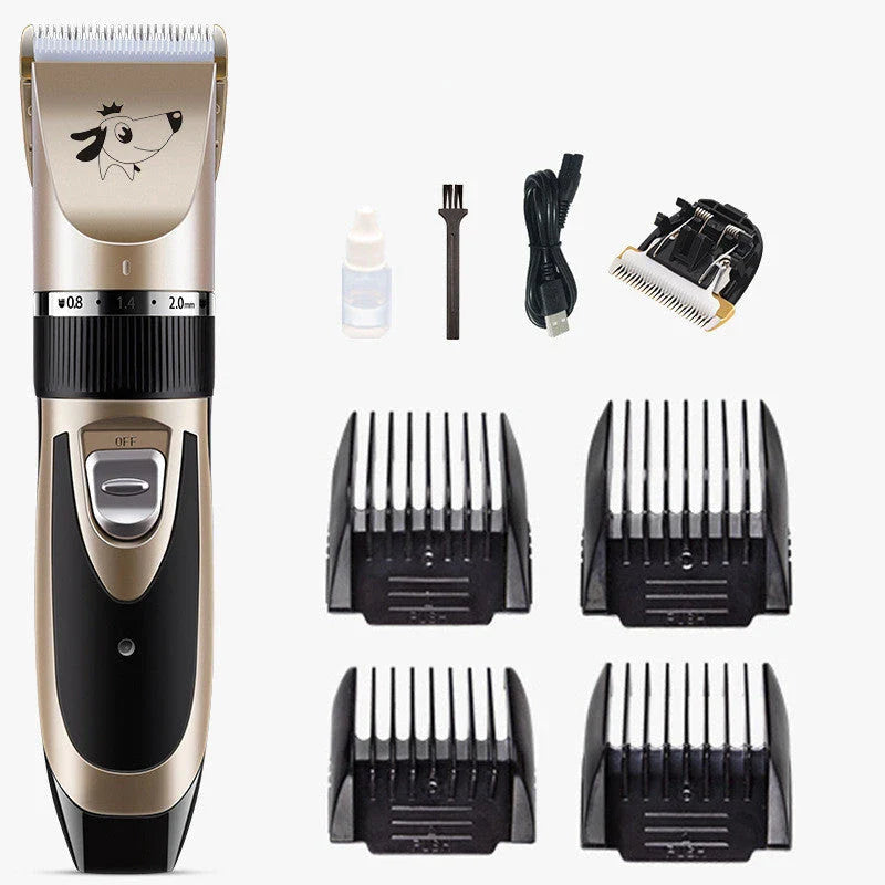 Dog hair clipper with ceramic blade and adjustable combs for precise grooming