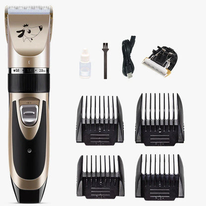 Dog hair clipper with ceramic blade and adjustable combs for precise grooming