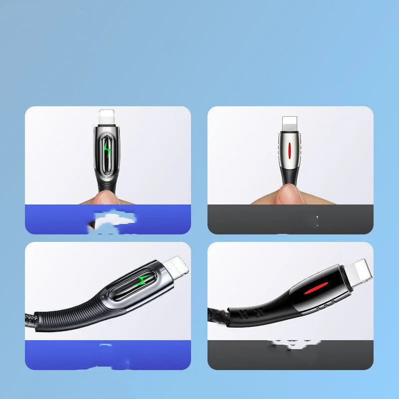 Black braided lightning cable with zinc alloy connector for iPhone with smart power off