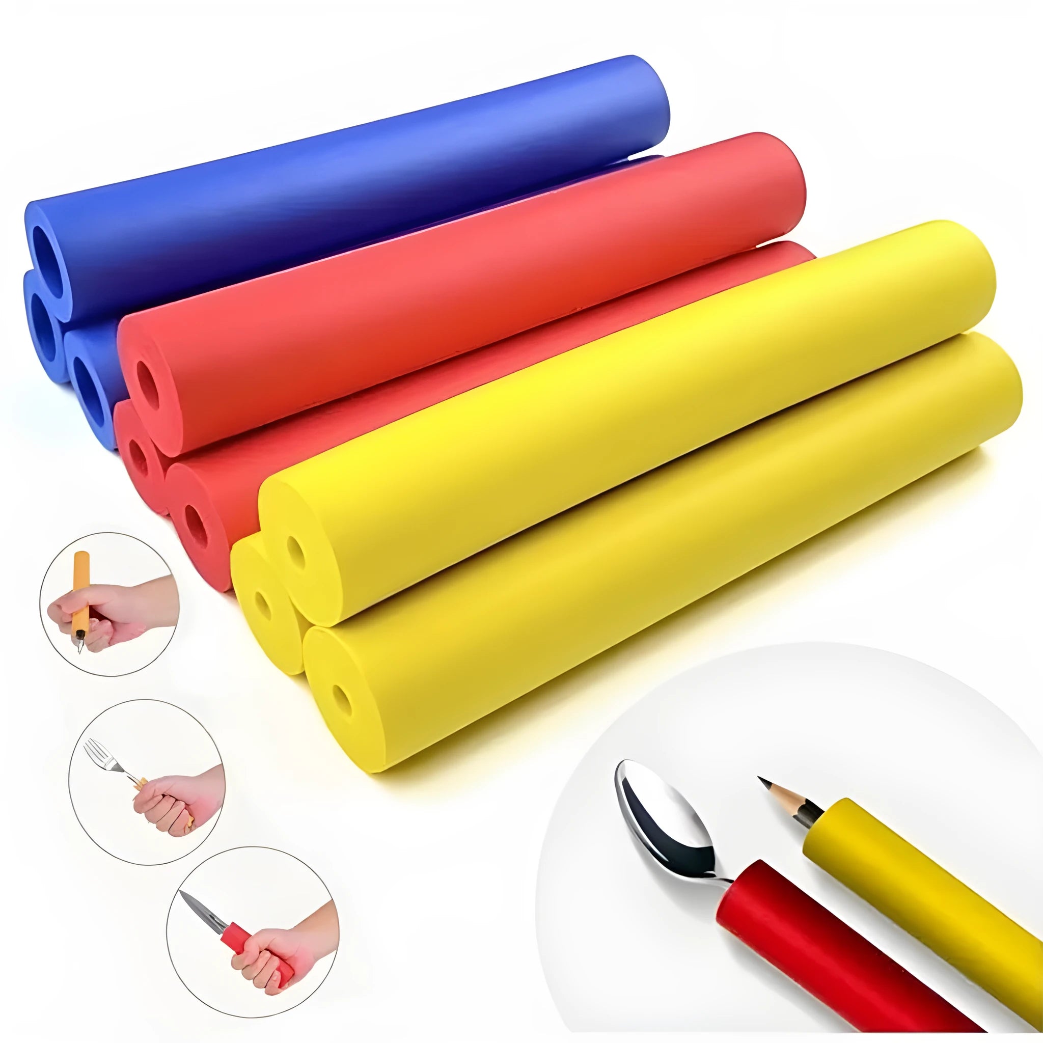 Rubber auxiliary grip hose for pens showing inner diameters of 10mm and 18mm.