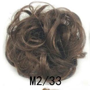 Synthetic wavy curly messy hair bun for women, 12cm diameter, high-temperature wire