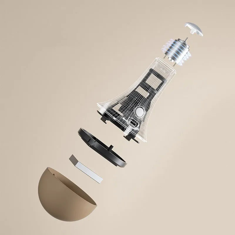 Intelligent tumbler electric cat toy made of ABS plastic with USB Type-C charging port, cat horn attachment, and LED light indicator