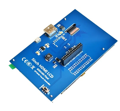 5 inch 800x480 HD touch LCD display connected to Raspberry Pi via HDMI and GPIO