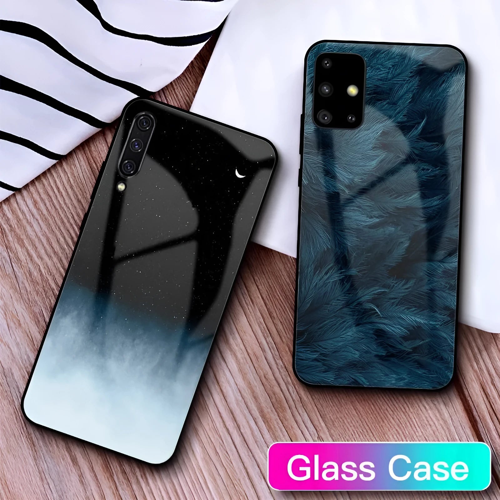 A black silicone protective case for a smartphone, shown next to a navy blue version.
