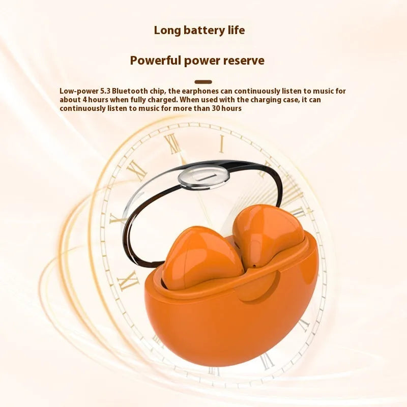 Transparent cover Bluetooth earbuds in black with binaural noise-canceling stereo sound and PC ABS build