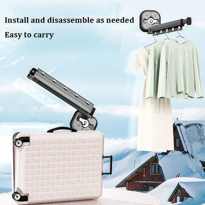 Aluminum retractable clothes drying rack mounted on wall with suction cups