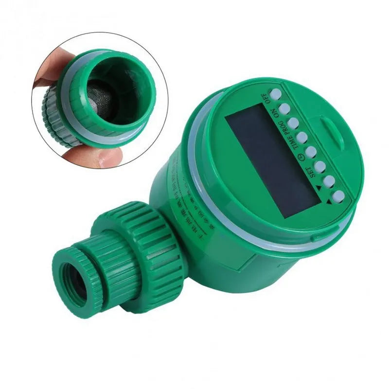 Green automatic watering timer for drip irrigation systems with programmable controls