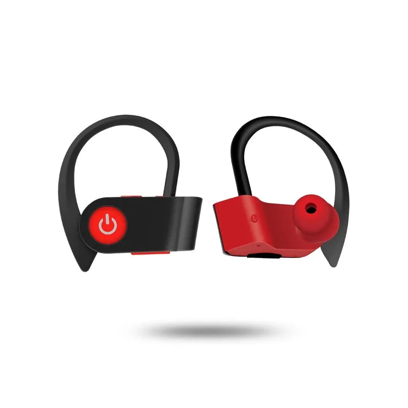 Black wireless Bluetooth V5.0 in-ear headphones with ergonomic silicone tips.