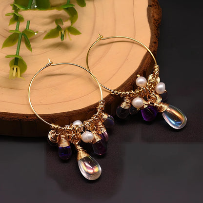 Gold plated freshwater pearl earrings with Czech crystals on 925 silver posts