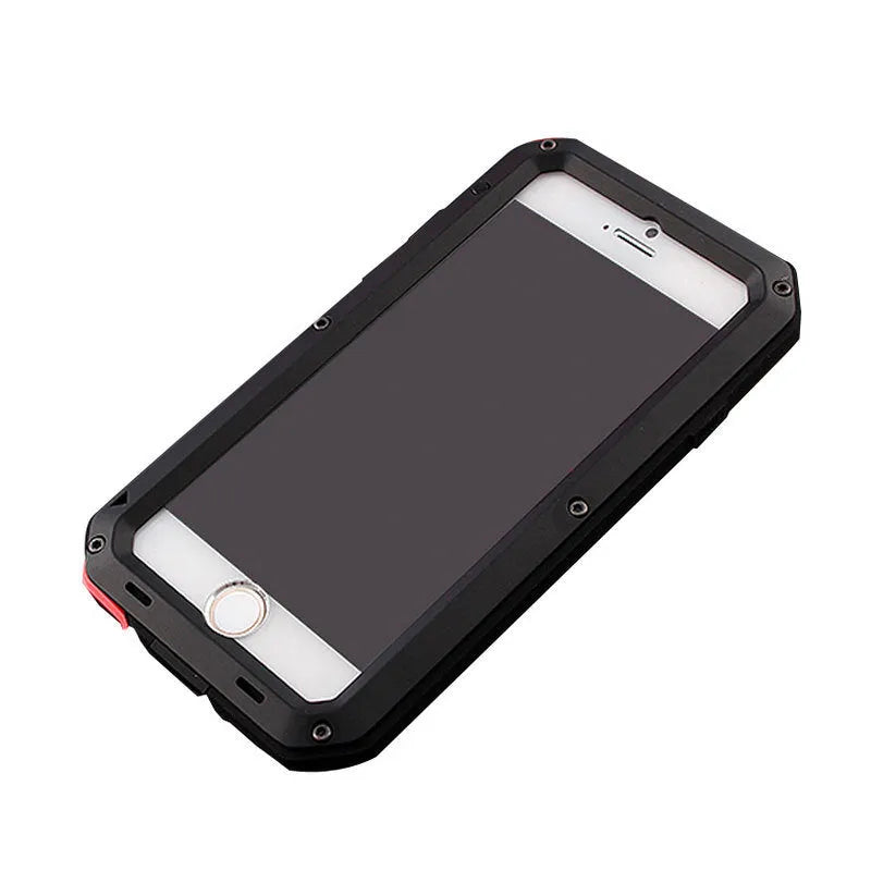 Aluminium alloy anti-drop phone case in black, compatible with iPhone and Samsung Galaxy models