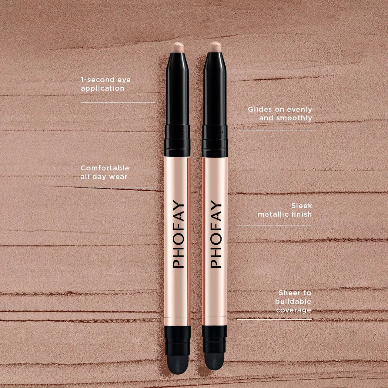PHOFAY Eyeshadow Stick in various colors with built-in smudger for easy application