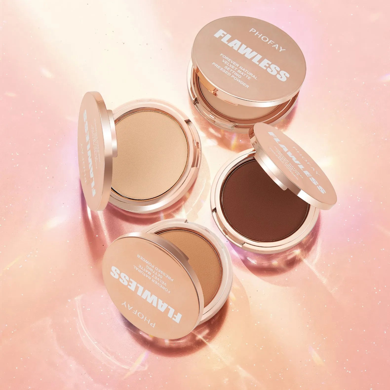 PHOFAY Matte Setting Pressed Powder 8g in compact case with powder puff for oil control