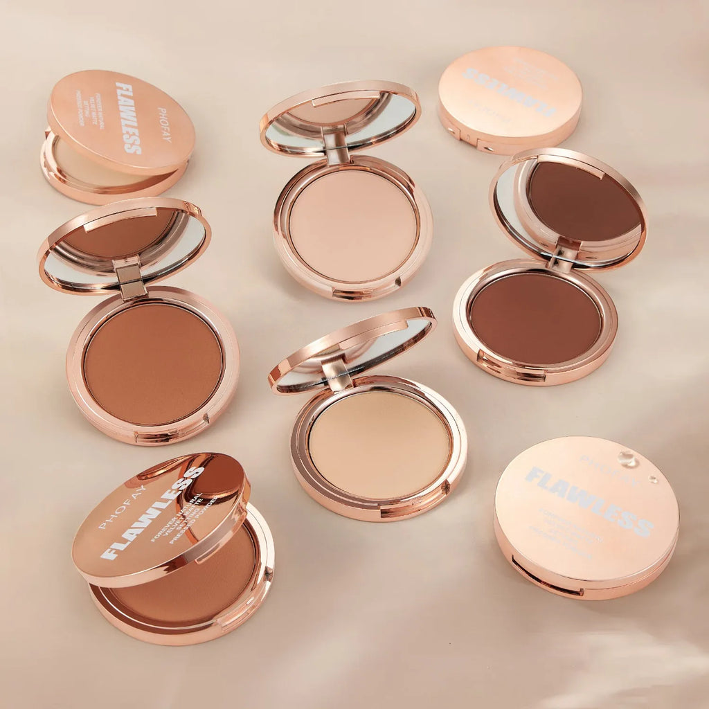 PHOFAY Matte Setting Pressed Powder 8g in compact case with powder puff for oil control