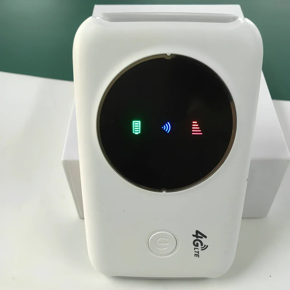 White 4G wireless router with 150Mbps speed, dual band 5GHz support, and SIM card slot for secure connectivity