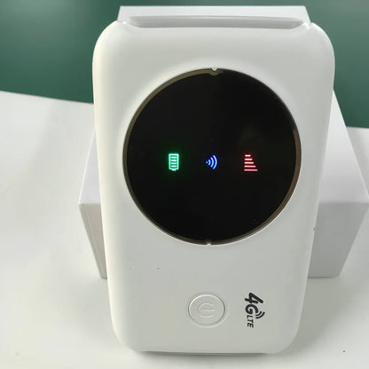 White 4G wireless router with 150Mbps speed, dual band 5GHz support, and SIM card slot for secure connectivity