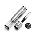 Silver electric corkscrew wine bottle opener with stainless steel finish in a gift box set