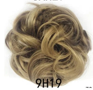 Synthetic wavy curly messy hair bun for women, 12cm diameter, high-temperature wire