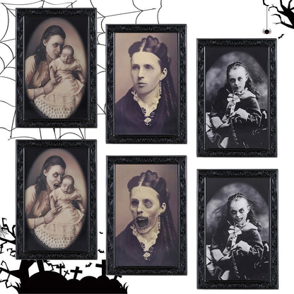 Halloween 3D changing face moving picture frame with vintage black design