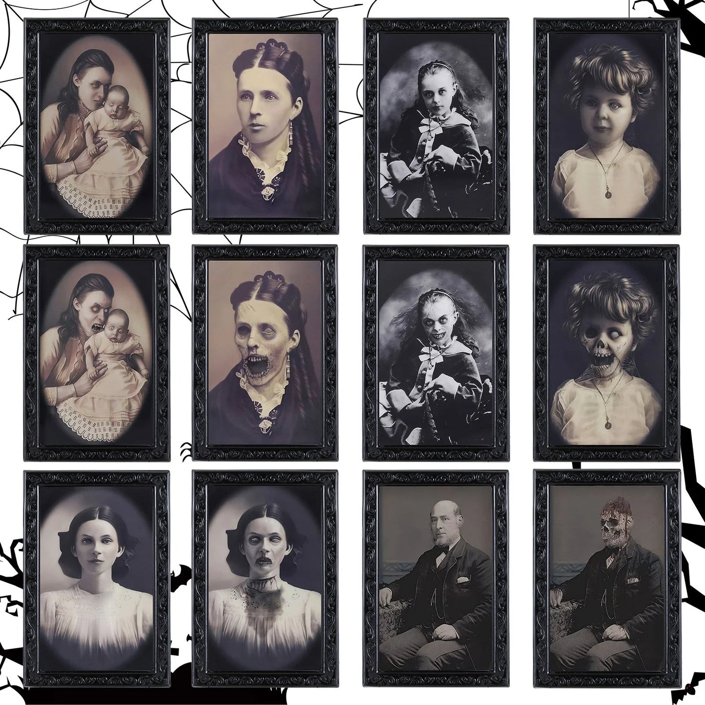 Halloween 3D changing face moving picture frame with vintage black design