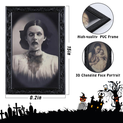 Halloween 3D changing face moving picture frame with vintage black design
