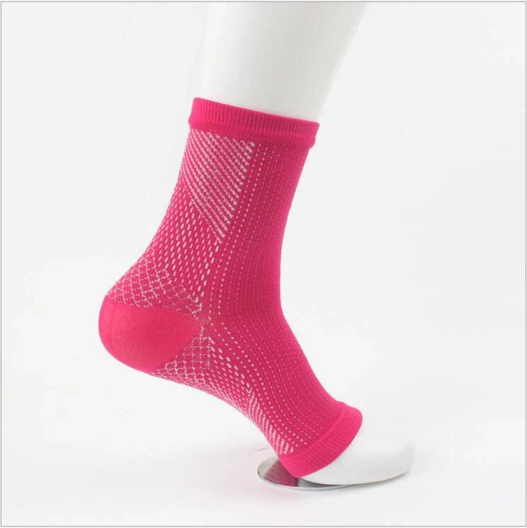 Yoga ankle support sports socks in black, red, and purple for sprain protection and pressure elasticity