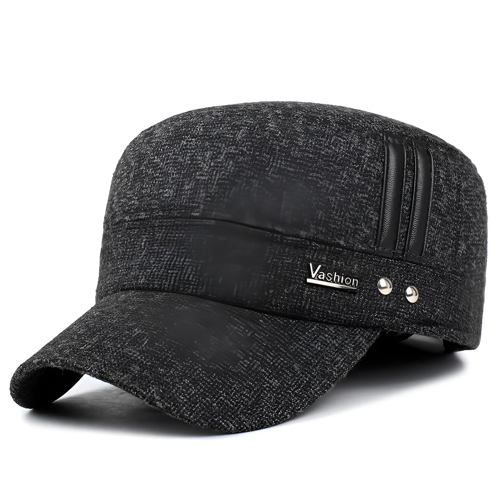Winter outdoor earmuffs with cotton hat, adjustable band, black colour option, visor and ear covers