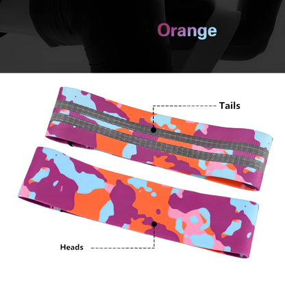 Camouflage anti-slip resistance band in blue, 67-88cm sizes for hip lift yoga training