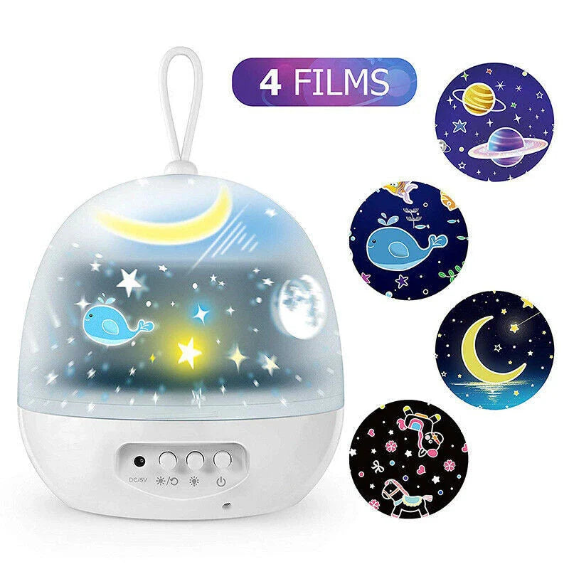 360° rotating night light projector with 8 LED lighting modes for bedroom decoration