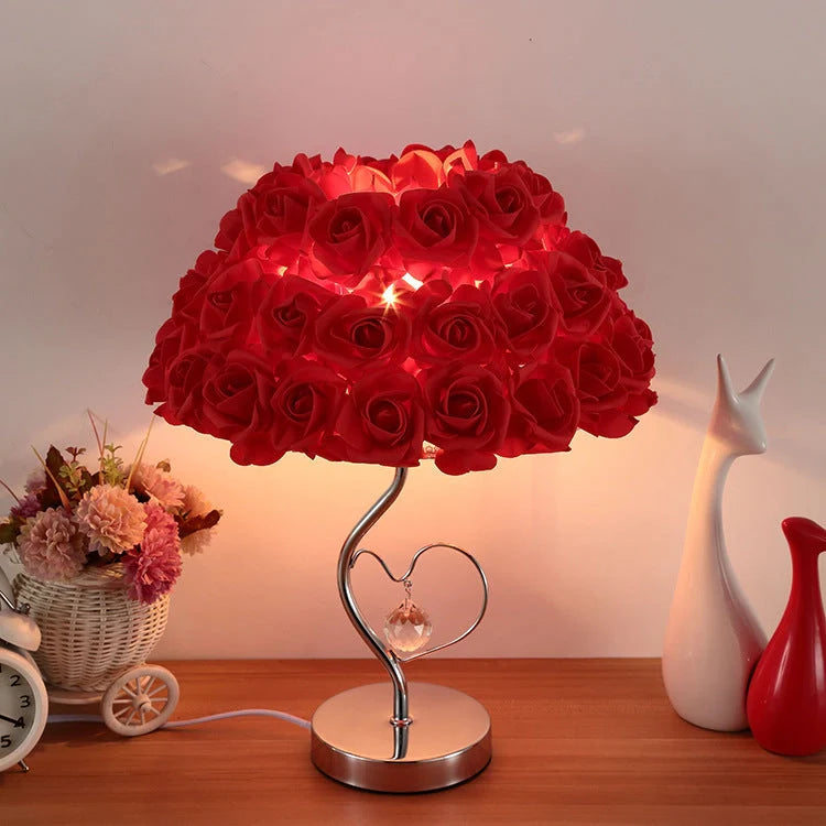 Wedding decoration lamp with roses flower design for bedroom and desk, available in multiple colors and sizes