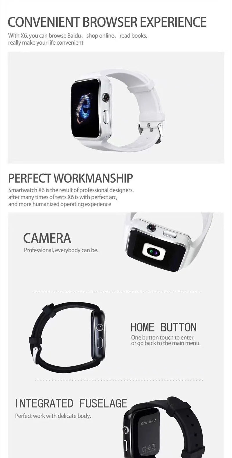 Black smart watch with 1.54 inch display and silicone strap on a wrist