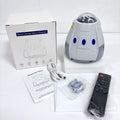 Space capsule shaped galaxy atmosphere projection lamp in white or grey with USB cable and remote.