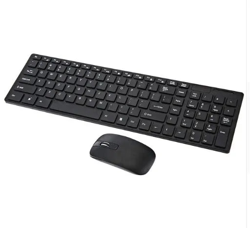 HK-06 wireless keyboard and mouse set, black, with shared USB receiver, 2.4GHz, 10m range, chocolate mute keys