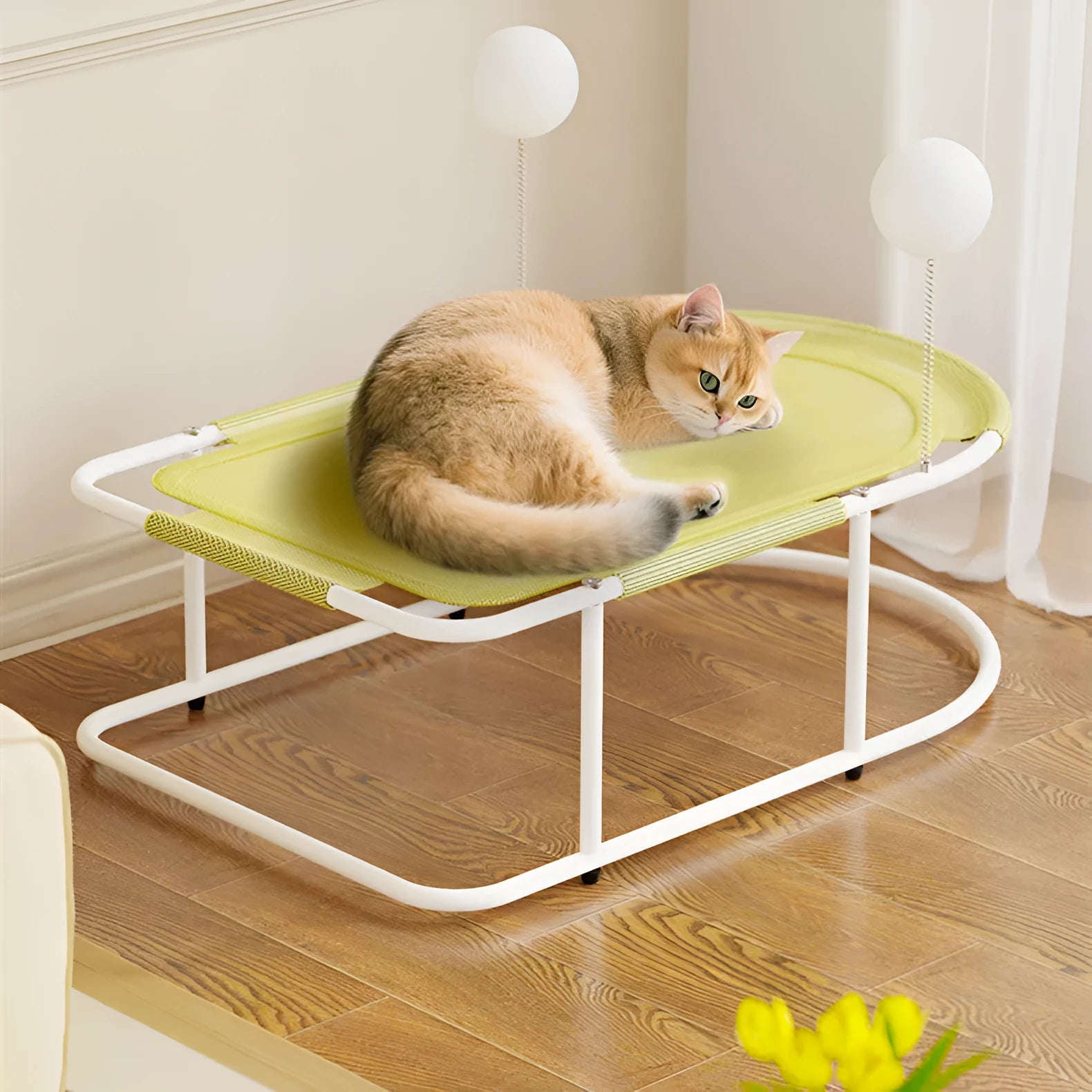 Large grey fabric cat kennel bed with breathable cage design