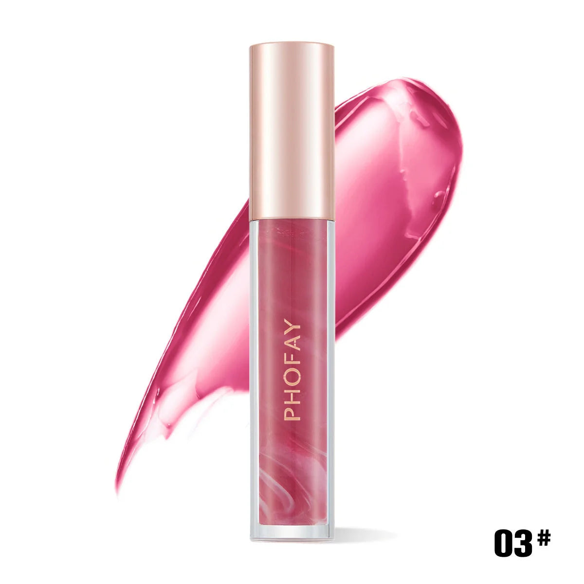 PHOFAY Rose Blooming Hydrating Lip Gloss with rose extract in a sleek tube
