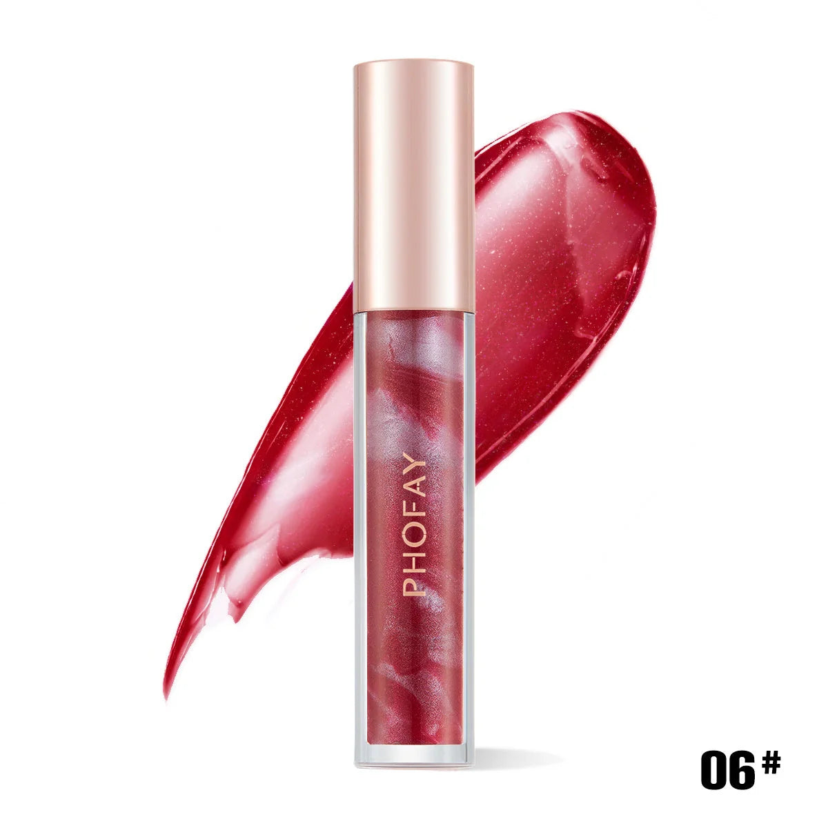 PHOFAY Rose Blooming Hydrating Lip Gloss with rose extract in a sleek tube
