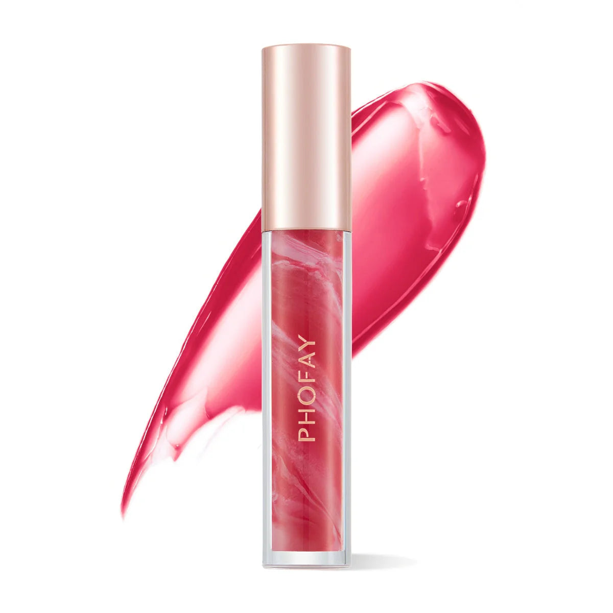 PHOFAY Rose Blooming Hydrating Lip Gloss with rose extract in a sleek tube