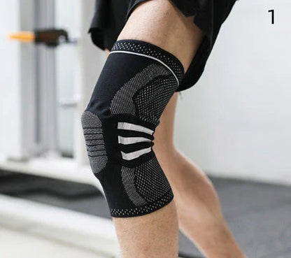 Nylon knee sleeve with anti-slip bands for sports and fitness support