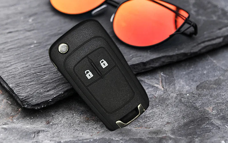 Opel car remote control folding key shell replacement with 2 buttons, made of copper and plastic