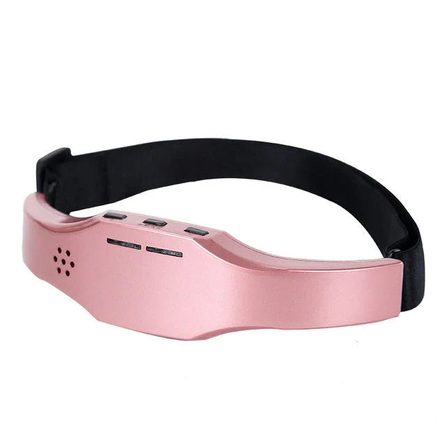 Wireless Head Massager Helmet in black and pink for stress relief and sleep therapy